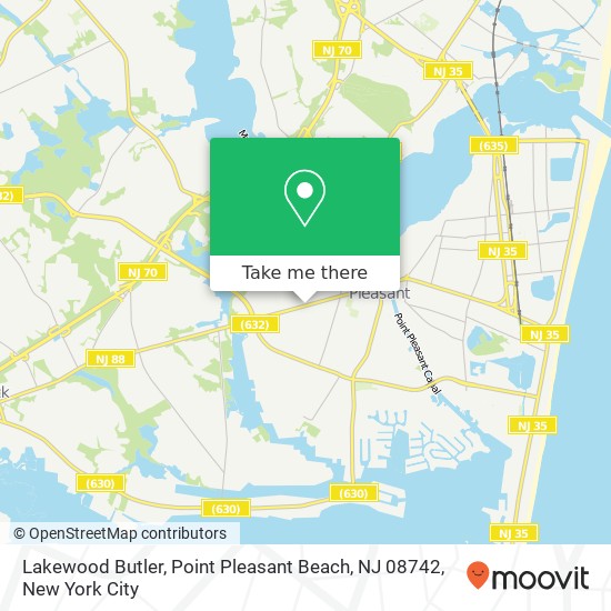 Mapa de Lakewood Butler, Point Pleasant Beach, NJ 08742