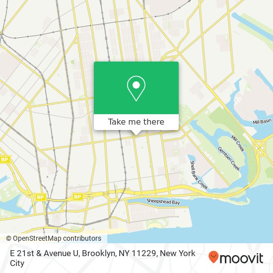 Mapa de E 21st & Avenue U, Brooklyn, NY 11229