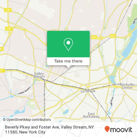 Mapa de Beverly Pkwy and Foster Ave, Valley Stream, NY 11580