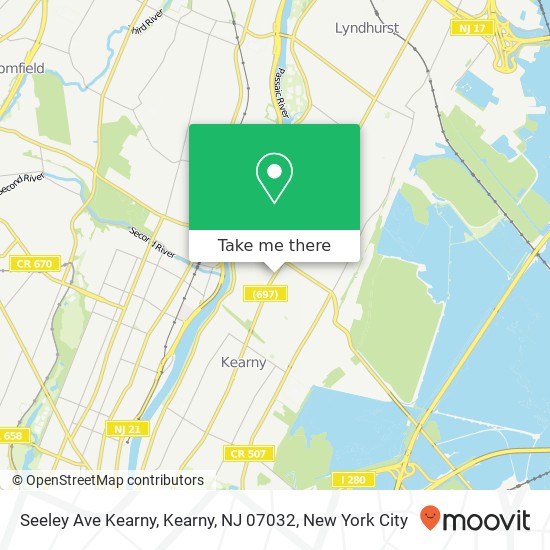 Mapa de Seeley Ave Kearny, Kearny, NJ 07032