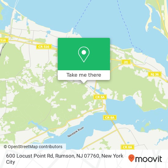 Mapa de 600 Locust Point Rd, Rumson, NJ 07760