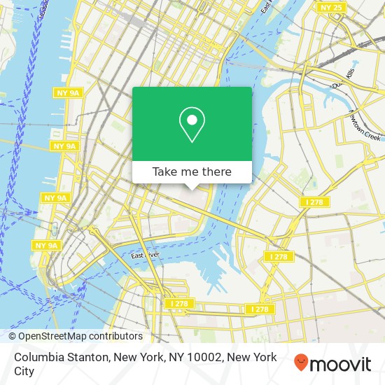 Mapa de Columbia Stanton, New York, NY 10002