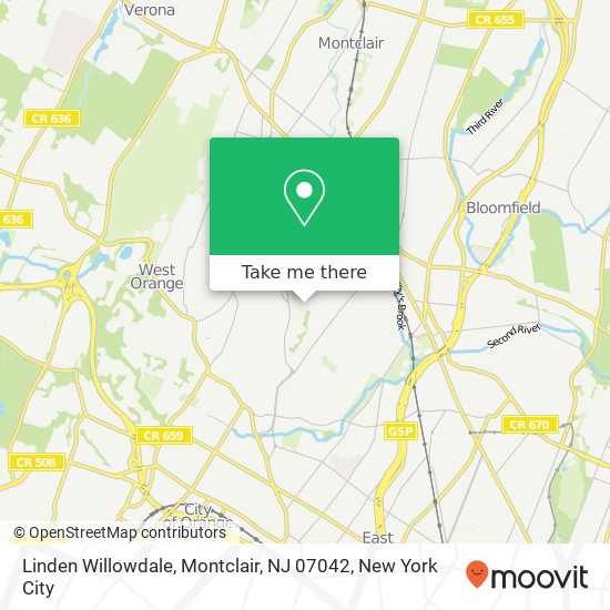 Mapa de Linden Willowdale, Montclair, NJ 07042