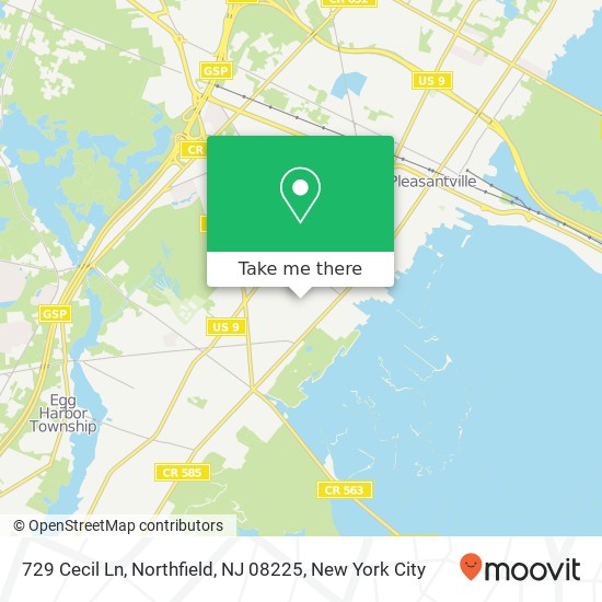 Mapa de 729 Cecil Ln, Northfield, NJ 08225