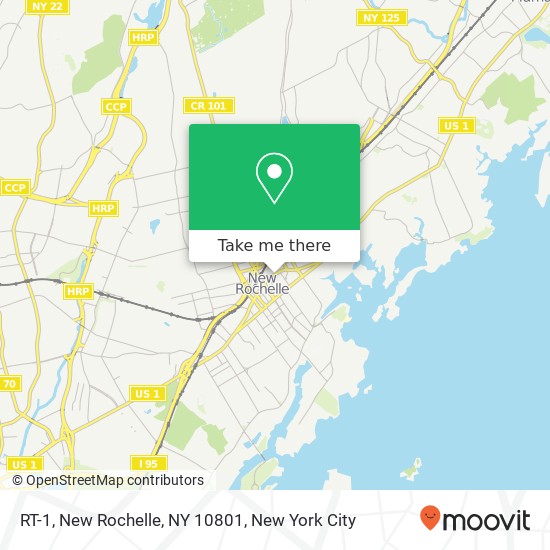 Mapa de RT-1, New Rochelle, NY 10801