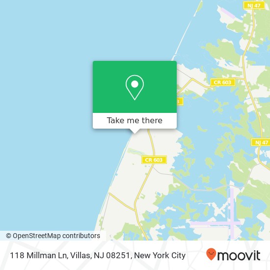 Mapa de 118 Millman Ln, Villas, NJ 08251