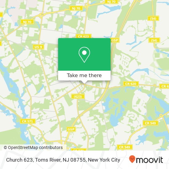 Mapa de Church 623, Toms River, NJ 08755
