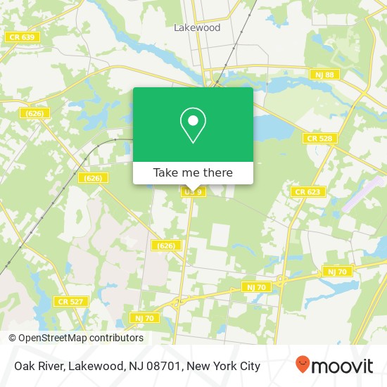 Mapa de Oak River, Lakewood, NJ 08701