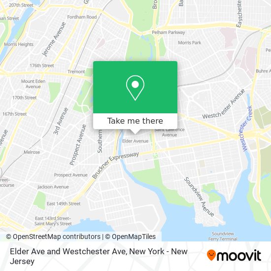 Elder Ave and Westchester Ave map