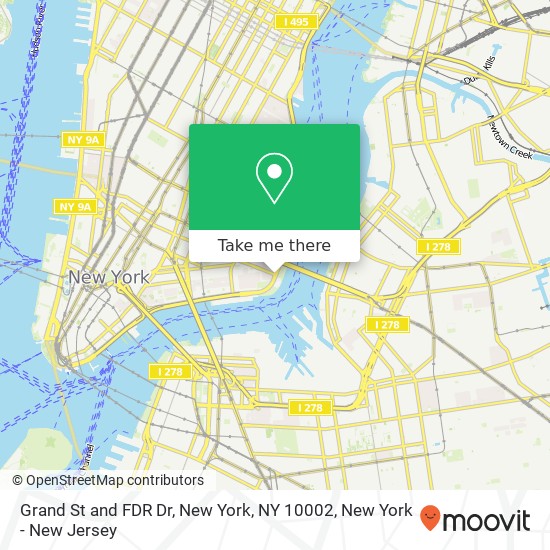 Mapa de Grand St and FDR Dr, New York, NY 10002