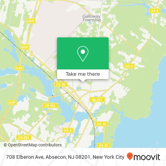 Mapa de 708 Elberon Ave, Absecon, NJ 08201
