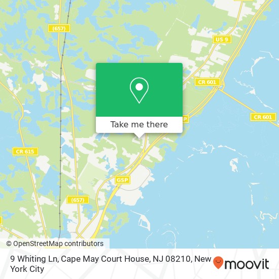 Mapa de 9 Whiting Ln, Cape May Court House, NJ 08210