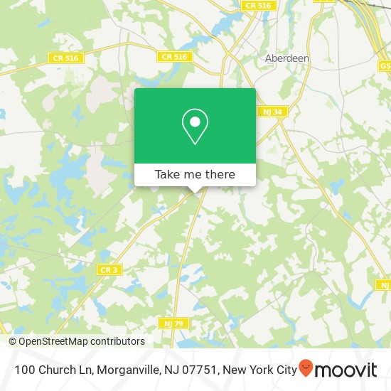 Mapa de 100 Church Ln, Morganville, NJ 07751