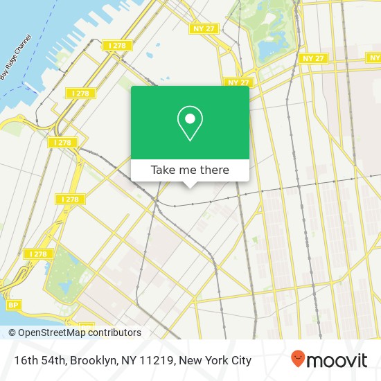 16th 54th, Brooklyn, NY 11219 map