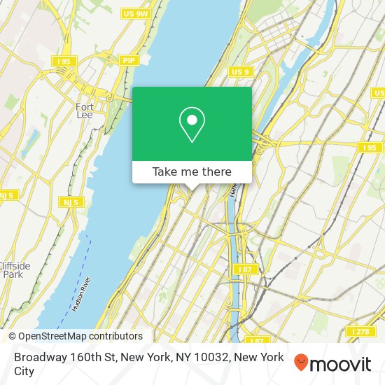 Broadway 160th St, New York, NY 10032 map