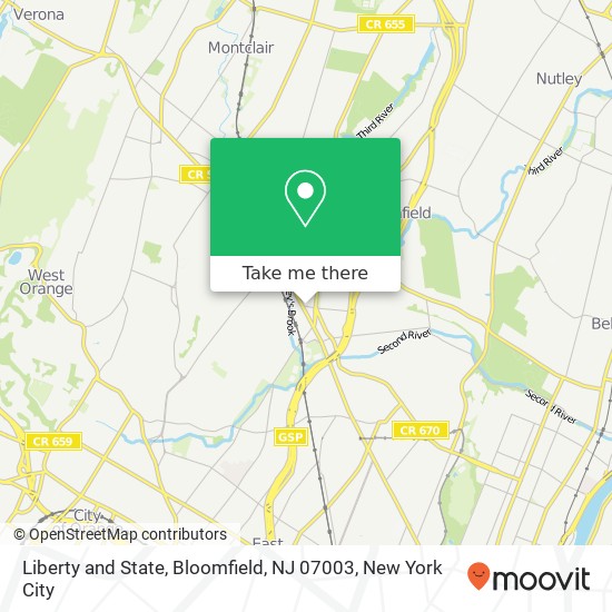 Mapa de Liberty and State, Bloomfield, NJ 07003