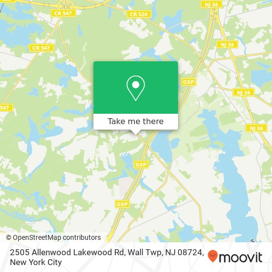 Mapa de 2505 Allenwood Lakewood Rd, Wall Twp, NJ 08724