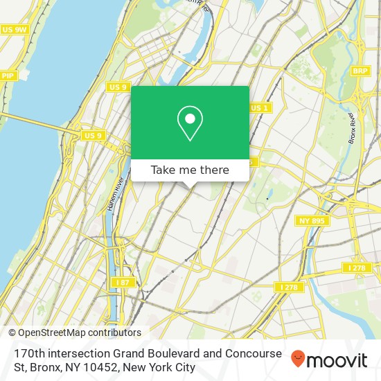 170th intersection Grand Boulevard and Concourse St, Bronx, NY 10452 map