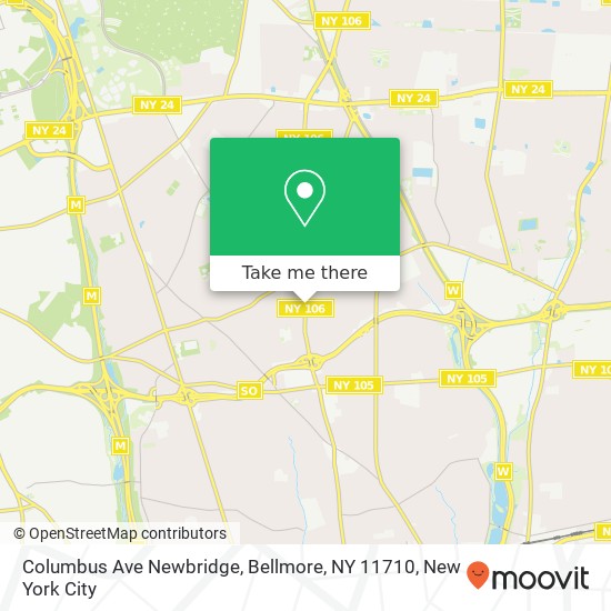 Mapa de Columbus Ave Newbridge, Bellmore, NY 11710