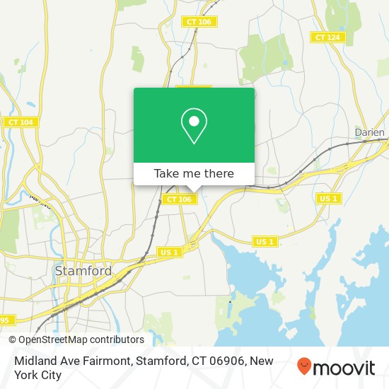 Mapa de Midland Ave Fairmont, Stamford, CT 06906