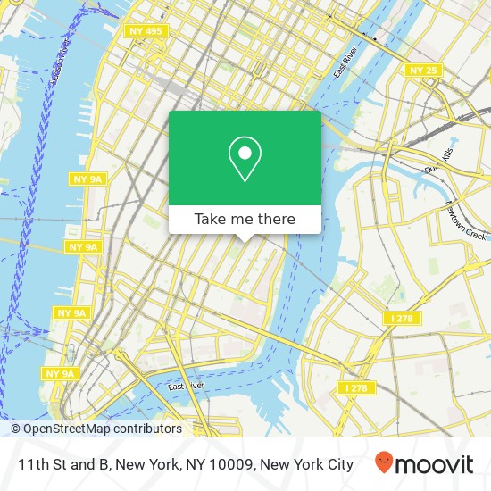 Mapa de 11th St and B, New York, NY 10009