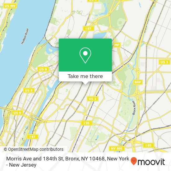 Mapa de Morris Ave and 184th St, Bronx, NY 10468