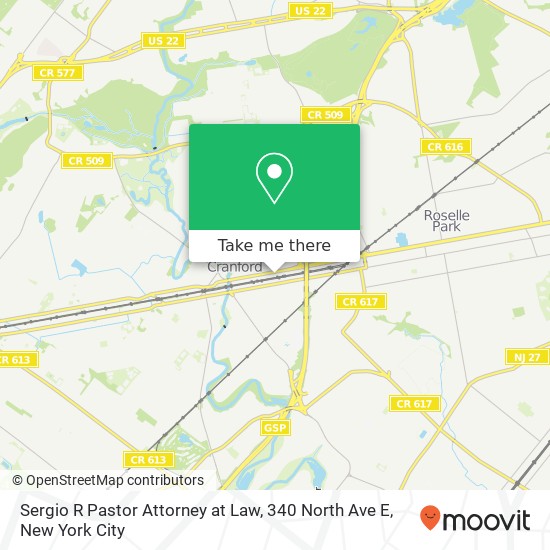 Mapa de Sergio R Pastor Attorney at Law, 340 North Ave E