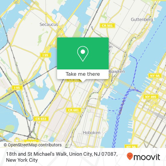Mapa de 18th and St Michael's Walk, Union City, NJ 07087