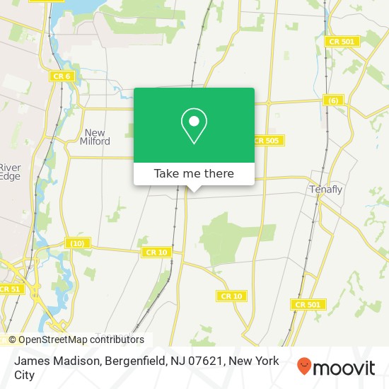 Mapa de James Madison, Bergenfield, NJ 07621