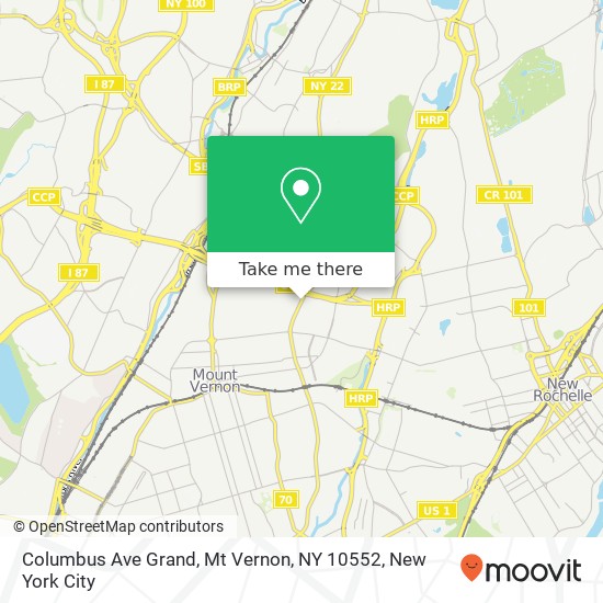 Mapa de Columbus Ave Grand, Mt Vernon, NY 10552