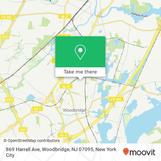 Mapa de 869 Harrell Ave, Woodbridge, NJ 07095