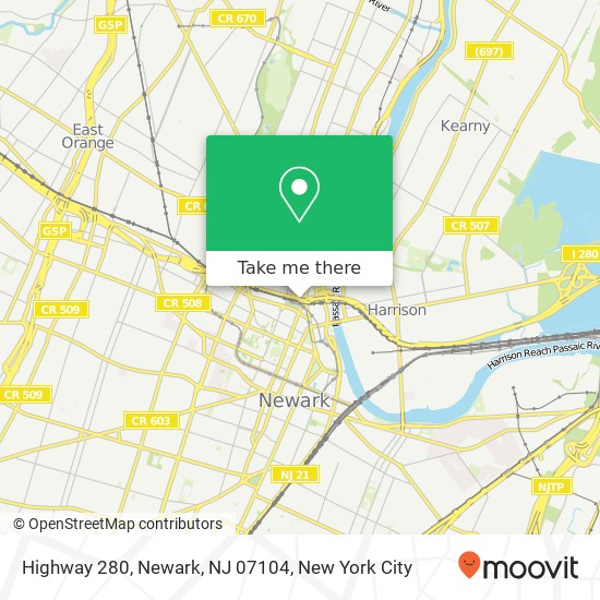 Mapa de Highway 280, Newark, NJ 07104