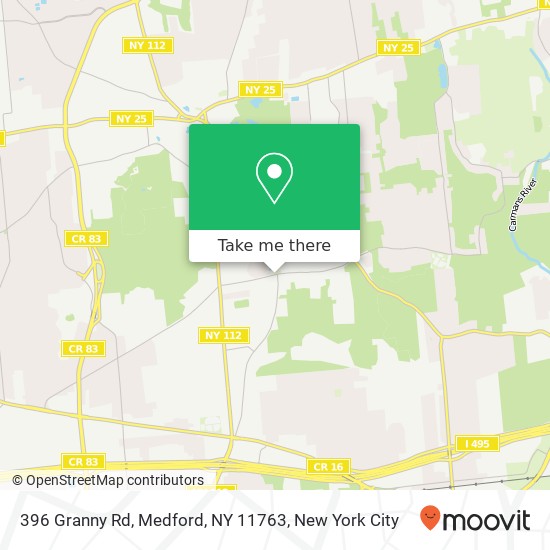 Mapa de 396 Granny Rd, Medford, NY 11763