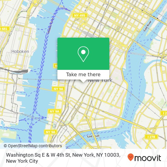 Washington Sq E & W 4th St, New York, NY 10003 map