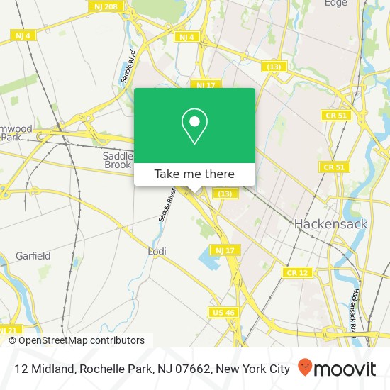 Mapa de 12 Midland, Rochelle Park, NJ 07662