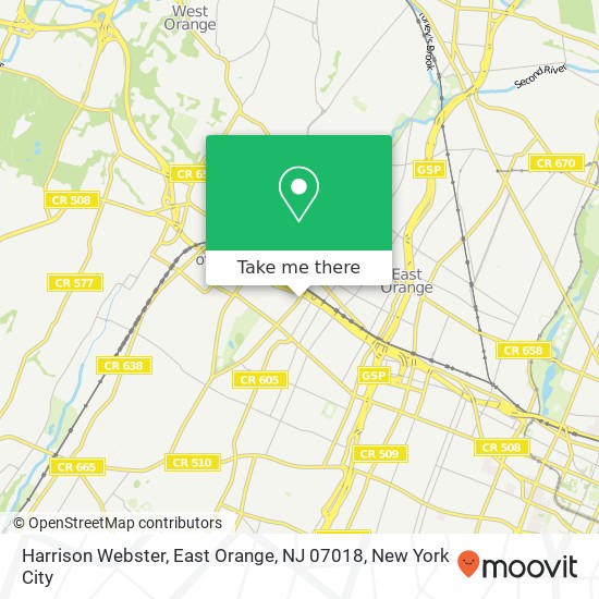 Mapa de Harrison Webster, East Orange, NJ 07018