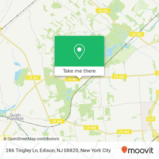 Mapa de 286 Tingley Ln, Edison, NJ 08820