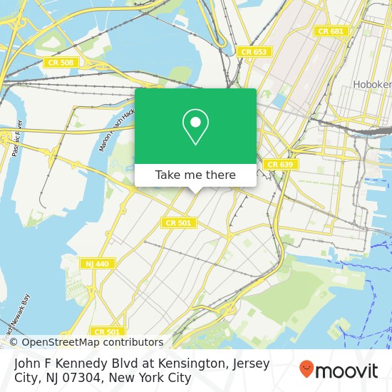 Mapa de John F Kennedy Blvd at Kensington, Jersey City, NJ 07304