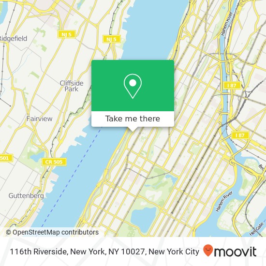 116th Riverside, New York, NY 10027 map