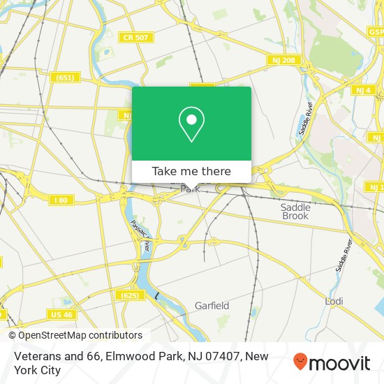 Mapa de Veterans and 66, Elmwood Park, NJ 07407