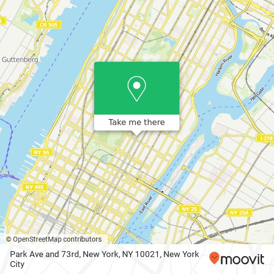 Park Ave and 73rd, New York, NY 10021 map