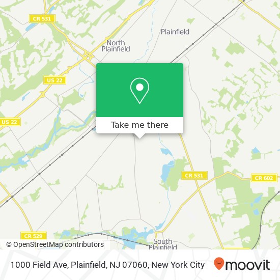 Mapa de 1000 Field Ave, Plainfield, NJ 07060