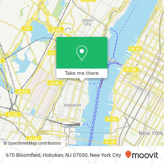 Mapa de 670 Bloomfield, Hoboken, NJ 07030