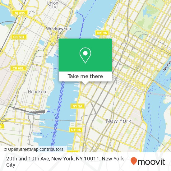 20th and 10th Ave, New York, NY 10011 map