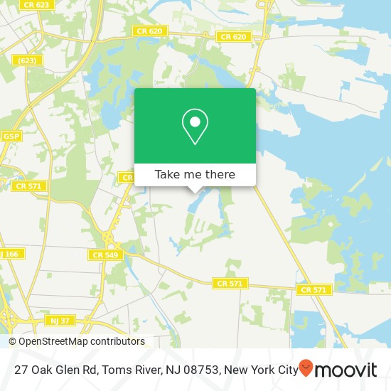 Mapa de 27 Oak Glen Rd, Toms River, NJ 08753