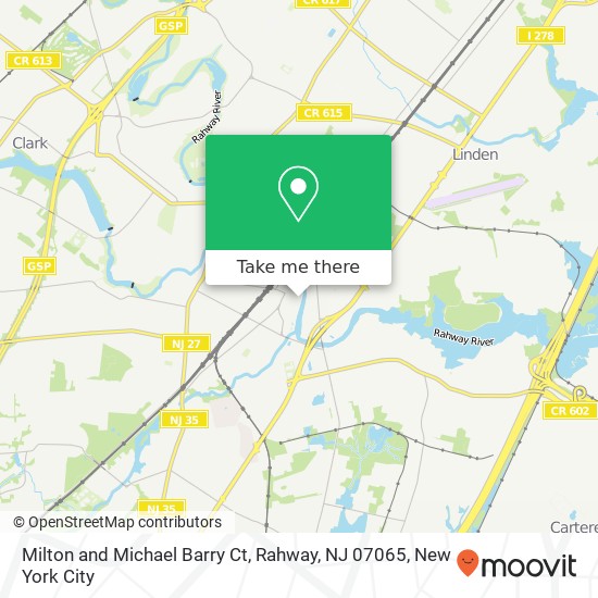 Mapa de Milton and Michael Barry Ct, Rahway, NJ 07065