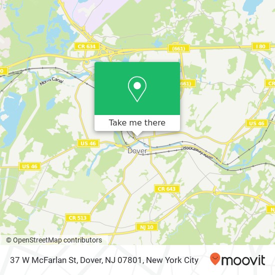Mapa de 37 W McFarlan St, Dover, NJ 07801