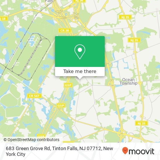 Mapa de 683 Green Grove Rd, Tinton Falls, NJ 07712