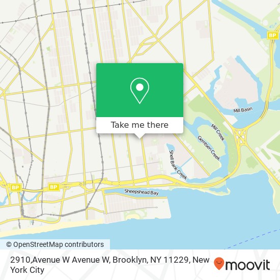 Mapa de 2910,Avenue W Avenue W, Brooklyn, NY 11229