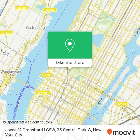 Joyce M Grossbard LCSW, 25 Central Park W map